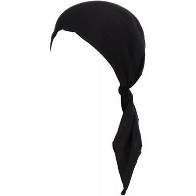 Skullies & Beanies Summer Chemo Scarf Lightweight Silky Beanie Ruffle Cap Cancer Headwear for Womens - Black - CP18GNXEC6C $1...