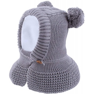Skullies & Beanies Toddler Baby Fleece Lined Winter Hat Knit Windproof Hood Sarf Beanie - Grey - CI18Z34G039 $19.12