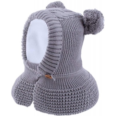 Skullies & Beanies Toddler Baby Fleece Lined Winter Hat Knit Windproof Hood Sarf Beanie - Grey - CI18Z34G039 $12.31