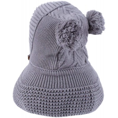 Skullies & Beanies Toddler Baby Fleece Lined Winter Hat Knit Windproof Hood Sarf Beanie - Grey - CI18Z34G039 $12.31