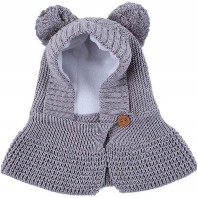 Skullies & Beanies Toddler Baby Fleece Lined Winter Hat Knit Windproof Hood Sarf Beanie - Grey - CI18Z34G039 $12.31