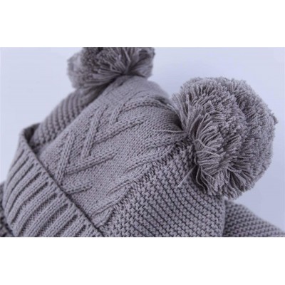 Skullies & Beanies Toddler Baby Fleece Lined Winter Hat Knit Windproof Hood Sarf Beanie - Grey - CI18Z34G039 $12.31