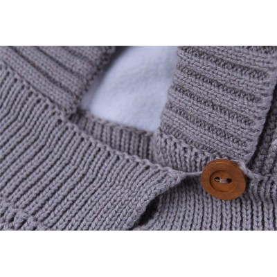 Skullies & Beanies Toddler Baby Fleece Lined Winter Hat Knit Windproof Hood Sarf Beanie - Grey - CI18Z34G039 $12.31