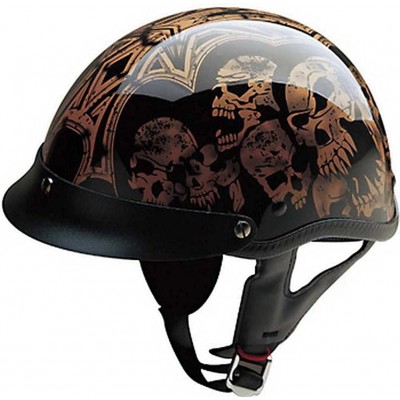 Visors Gold and Black Screaming Skulls Half Helmet w/Visor ABS Shell 100-106 - CM11HNTGDXL $40.78