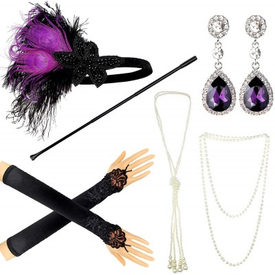 Headbands 1920s Accessories Themed Costume Mardi Gras Party Prop additions to Flapper Dress - B-5 - CP18M52KWDH $39.92