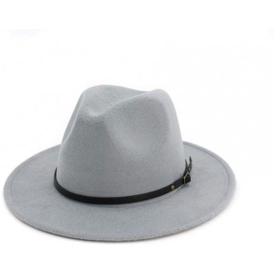Fedoras Women's Wool Felt Outback Hat Panama Hat Wide Brim Women Belt Buckle Fedora Hat - H - C218NS2TRUN $22.17