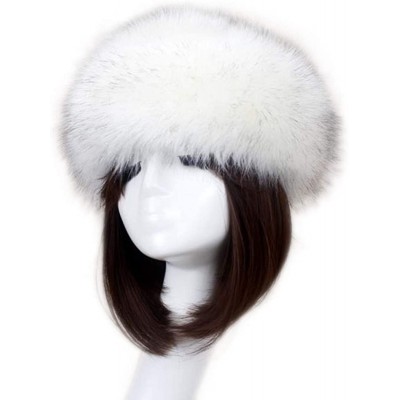 Skullies & Beanies Women's Faux Fur Headband Soft Winter Cossack Russion Style Hat Cap - White&black - CL18L8IGLRA $14.97