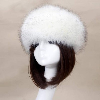 Skullies & Beanies Women's Faux Fur Headband Soft Winter Cossack Russion Style Hat Cap - White&black - CL18L8IGLRA $14.97