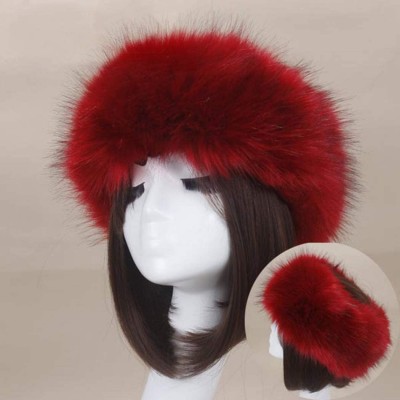 Skullies & Beanies Women's Faux Fur Headband Soft Winter Cossack Russion Style Hat Cap - White&black - CL18L8IGLRA $14.97