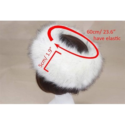 Skullies & Beanies Women's Faux Fur Headband Soft Winter Cossack Russion Style Hat Cap - White&black - CL18L8IGLRA $14.97