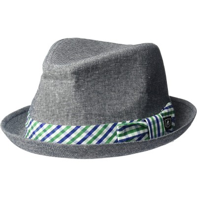 Fedoras Men's Ricardo Fedora with Linen Bow - Blue - CK183S4NU3X $24.27