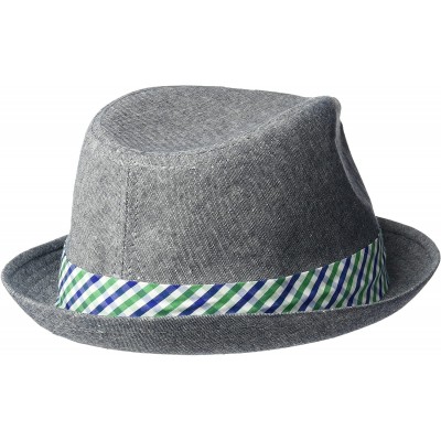 Fedoras Men's Ricardo Fedora with Linen Bow - Blue - CK183S4NU3X $24.27