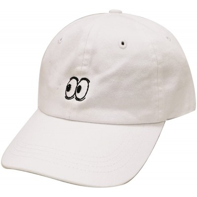 Baseball Caps Eyes Small Embroidery Cotton Baseball Cap - White - CC12HVFX8K7 $10.38