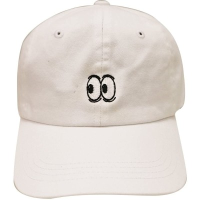 Baseball Caps Eyes Small Embroidery Cotton Baseball Cap - White - CC12HVFX8K7 $10.38