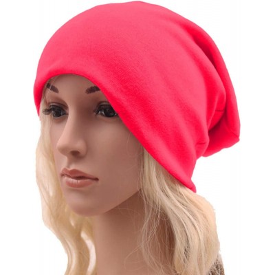 Skullies & Beanies Women Men Beanies Hat Cotton Stretch Slouchy Beanie Chemo Hat Hip-hop Skull Cap - Red - CK18A8009E2 $7.86