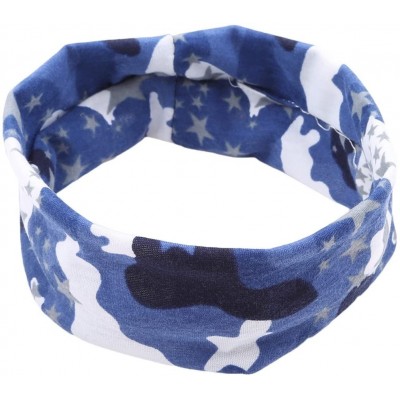Headbands Fashion Camouflage Headband Elastic Sports Running Yoga Outdoor Headwear Athletic Sweatband for Men Women-Blue - C0...