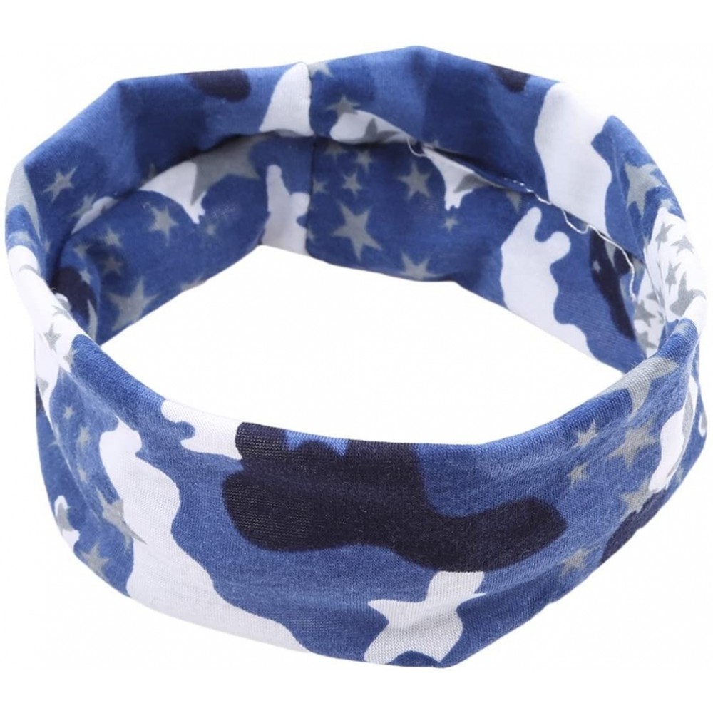 Headbands Fashion Camouflage Headband Elastic Sports Running Yoga Outdoor Headwear Athletic Sweatband for Men Women-Blue - C0...