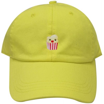 Baseball Caps Cute Popcorn Cotton Baseball Dad Cap - Lemon - CC1832ZUKDC $14.07