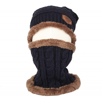 Skullies & Beanies Fleece Winter Knit Beanie Hat Slouchy Cap Neck Warmer GZX0020 - Navy - CI18KMIDOGT $12.54