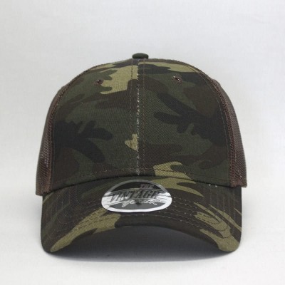 Baseball Caps Plain Two Tone Cotton Twill Mesh Adjustable Trucker Baseball Cap - Camo/Brown Mesh - C318C9GZNLM $14.97