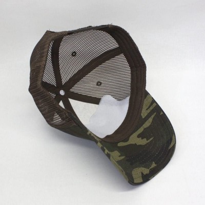 Baseball Caps Plain Two Tone Cotton Twill Mesh Adjustable Trucker Baseball Cap - Camo/Brown Mesh - C318C9GZNLM $14.97