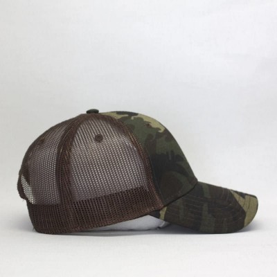 Baseball Caps Plain Two Tone Cotton Twill Mesh Adjustable Trucker Baseball Cap - Camo/Brown Mesh - C318C9GZNLM $14.97