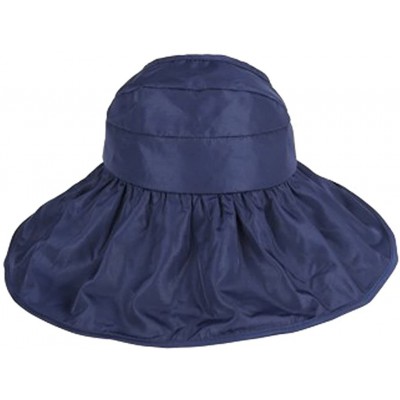 Sun Hats Womens Foldable Anti UV Sun Hat Cap Big Brim Floppy Travel Beach Bucket Hat UPF50+ - Navy - CN11ZPG69YR $15.19