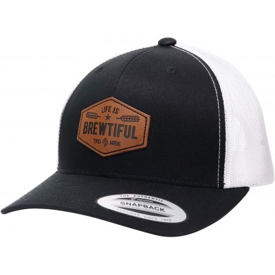 Baseball Caps Life is Brewtiful Trucker hat - Craft Beer Accessories Baseball Cap - Black/White - CQ18XKCY2AD $20.05