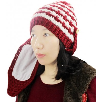 Bomber Hats Women's Beard Mustache Knitted Striped PHat Hip Hop Beanie Cap - Rust - C311S8E0W7N $8.74