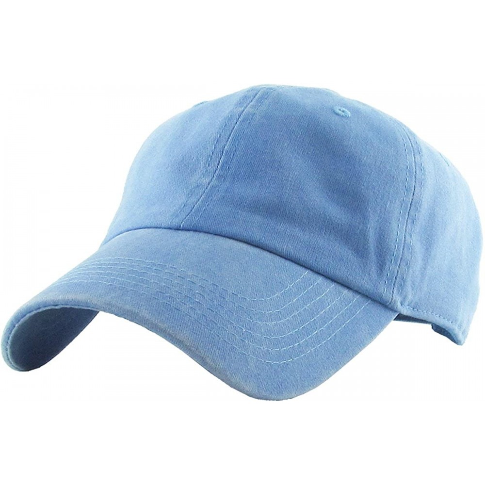 Skullies & Beanies Classic Washed Pigment Cotton Dad Hat Adjustable Unconstructed Plain Cap - 11- Light Blue - CW18GE50R9K $1...