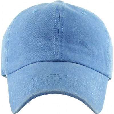 Skullies & Beanies Classic Washed Pigment Cotton Dad Hat Adjustable Unconstructed Plain Cap - 11- Light Blue - CW18GE50R9K $1...