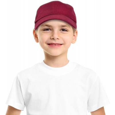Baseball Caps Youth Childrens Cotton Cap Plain Hat Black Khaki Navy Pink Red White - Maroon - CZ12NH5RM5L $10.13