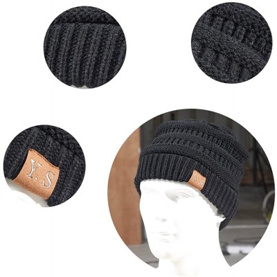 Skullies & Beanies Trendy Slouchy Beanie Hat Unisex Soft Warm Oversized Chunky Cable Knit Thick Cap (2Pack Black) - CP186X8L5...