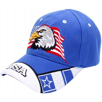 Baseball Caps American Flag USA Eagle Baseball Hat Cap for Women Men Adjustable 3D Embroidered - Blue - CY18RC8QK08 $9.97