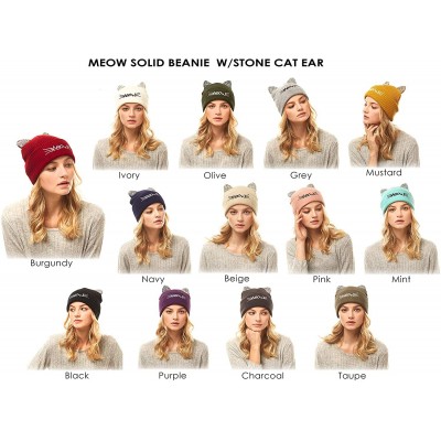Skullies & Beanies Women Fashion Winter Fall Soft Knitted Multi Color Animal Print Cat Ear Beanie Hats - CY18YK20GR0 $11.36