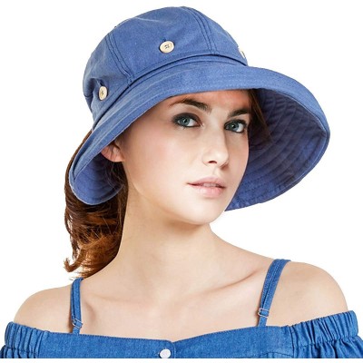 Sun Hats Adjustable Outdoor Protection Foldable Ponytail - Navyblue - CM18S4HN5EQ $12.41