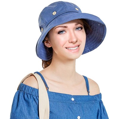 Sun Hats Adjustable Outdoor Protection Foldable Ponytail - Navyblue - CM18S4HN5EQ $12.41