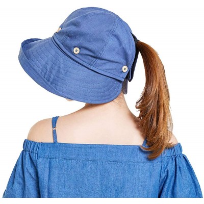 Sun Hats Adjustable Outdoor Protection Foldable Ponytail - Navyblue - CM18S4HN5EQ $12.41