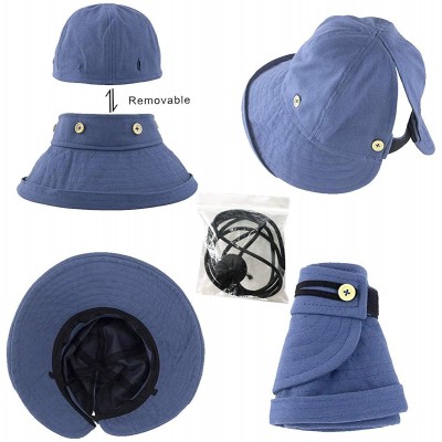 Sun Hats Adjustable Outdoor Protection Foldable Ponytail - Navyblue - CM18S4HN5EQ $12.41