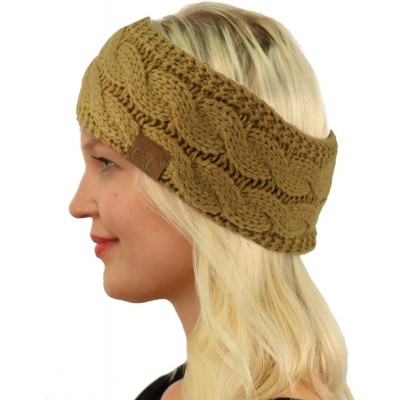 Cold Weather Headbands Winter Fuzzy Fleece Lined Thick Knitted Headband Headwrap Earwarmer - Solid Camel - CO18I40GWZ0 $10.81