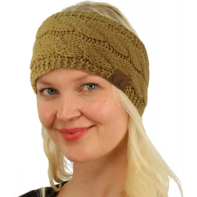 Cold Weather Headbands Winter Fuzzy Fleece Lined Thick Knitted Headband Headwrap Earwarmer - Solid Camel - CO18I40GWZ0 $10.81