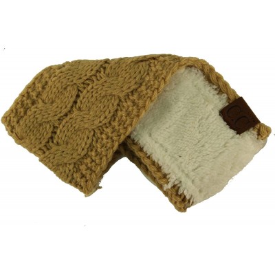 Cold Weather Headbands Winter Fuzzy Fleece Lined Thick Knitted Headband Headwrap Earwarmer - Solid Camel - CO18I40GWZ0 $10.81