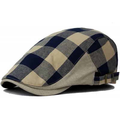 Newsboy Caps Unisex Cotton Linen Cabbie Gatsby Hat Golf Ivy Newsboy Driving Cap - Navy - CF12LCZRK5B $11.51