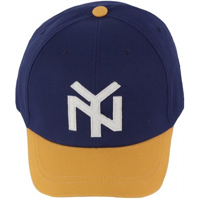 Baseball Caps NY Embroidered Logo Short Bill New York Club Ball Cap Baseball Hat Truckers - Yellow-navy - CO185E4K6R4 $20.22