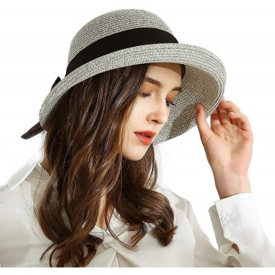 Sun Hats Womens Straw Sun Hats Wide Brim Foldable Beach Hats UV UPF 50+ Summer Sun Travel Hat for Women - CB196H27NMO $18.55