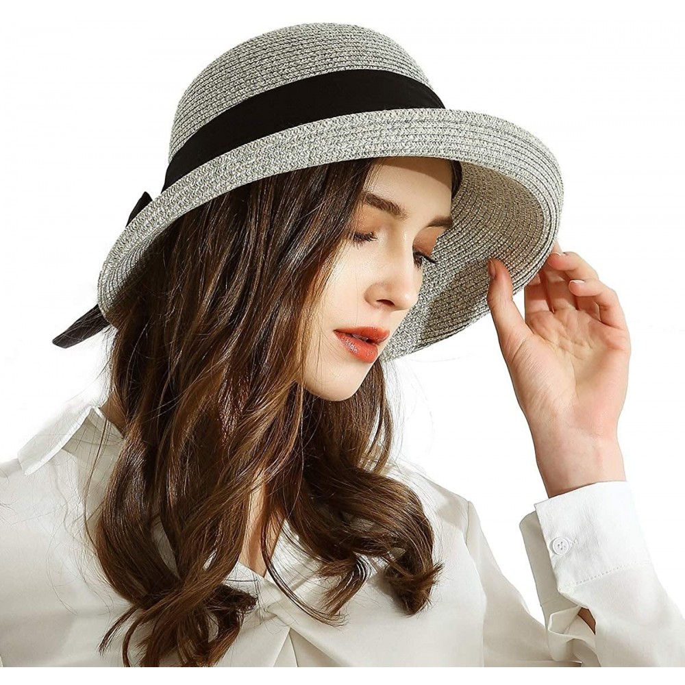 Sun Hats Womens Straw Sun Hats Wide Brim Foldable Beach Hats UV UPF 50+ Summer Sun Travel Hat for Women - CB196H27NMO $18.55