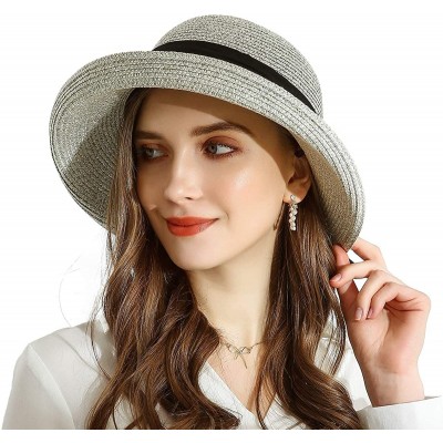 Sun Hats Womens Straw Sun Hats Wide Brim Foldable Beach Hats UV UPF 50+ Summer Sun Travel Hat for Women - CB196H27NMO $18.55