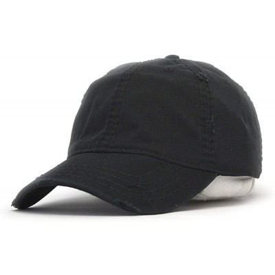 Baseball Caps Washed Cotton Distressed with Heavy Stitching Adjustable Baseball Cap - Black - CH12ECEIQYD $9.30