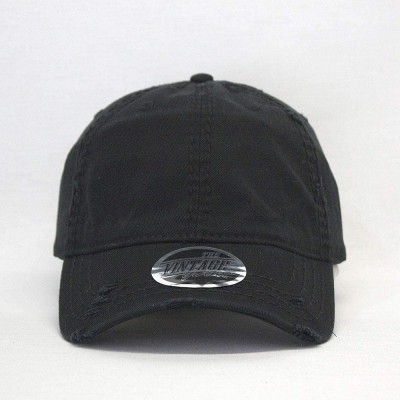 Baseball Caps Washed Cotton Distressed with Heavy Stitching Adjustable Baseball Cap - Black - CH12ECEIQYD $9.30