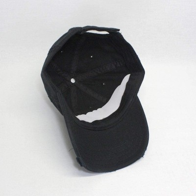 Baseball Caps Washed Cotton Distressed with Heavy Stitching Adjustable Baseball Cap - Black - CH12ECEIQYD $9.30